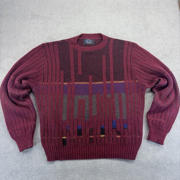 Vintage Jantzen Sweater Mens Large Red Geometric Kevin Mccallister Home Alone - Picture 1 of 6
